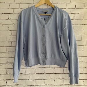 Light Blue Button-Up Sweatshirt Cardigan